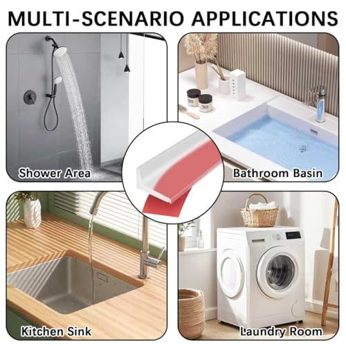 39Inch Shower Door Water Guard, Silicone Shower Threshold Water Dam