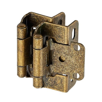 Antique Brass Cabinet Hinges 1/2 Inch Overlay 4 Pack(2 Pairs) - color: Antique Brass