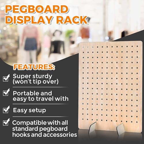 Bamboo's Grocery LoKii 1 Pack Wooden Pegboard Display Stand, Retail Rack, 17 x 13 Inches, with 10 Pcs Hooks - color: Wooden 1 Pack