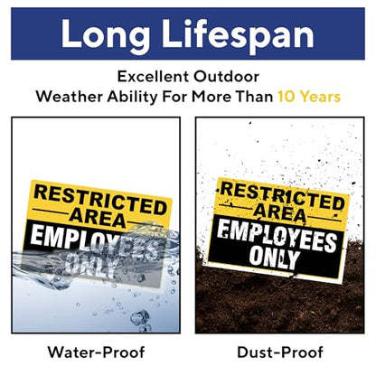 Restricted Area Employees Only Signs Outdoor - Rust Free Aluminium Metal No Entry Sign, UV Protected, Waterproof, Durable Ink Weather Resistant, Easy to Install & Read - 2 Pre-drilled Holes - color: Pack of 2, size: 18"x24"
