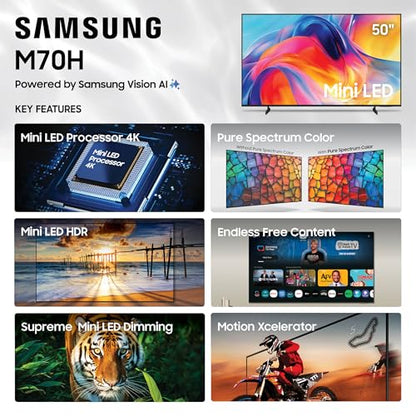 Samsung 50-Inch Class M70H Series, Mini LED, 4K, Smart TV, 2026 Model - size: 50 Inch