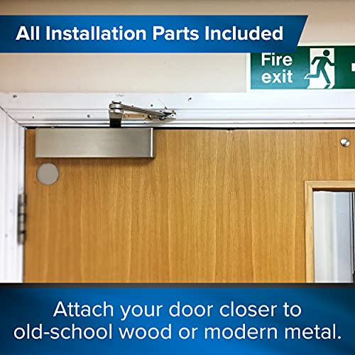 Lawrence Medium/Heavy Duty Door Closer Commercial Grade 1 - Surface-Mounted Commercial Automatic Door Closer with Adjustable 6-Speed Control and 3 Valves - Embassy Series LH5016 - style: Painted Brass (PB)