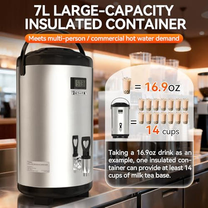 Commercial 2-Gallon Beverage Dispenser with Stand, Hot and Cold, Silver - color: Silver