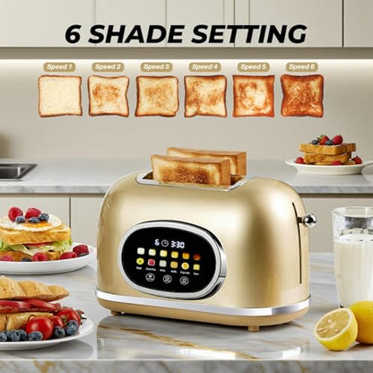 Roter Mond Toaster 2 Slice Touchscreen Stainless Steel, Gold - color: Gold
