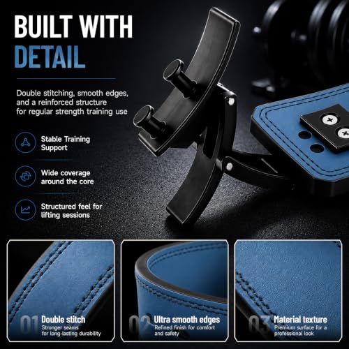 10mm Quick Lock Lever Belt Weightlifting for Men Women - color: Blue, size: L(34-40inches)