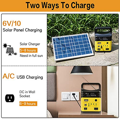 Portable Solar Generator with Panel,10000mAh Power Station for Camping - color: Yellow