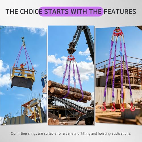 Four Leg Bridle Web Sling 5ft with Hooks, 6600lbs Capacity - size: 6600 lb / 5 ft