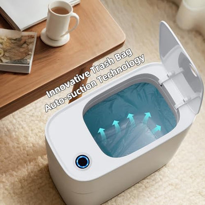 JUDRDO 3.5 Gal Slim Touchless Bathroom Trash Can, Automatic Diaper Pail - color: White-n21