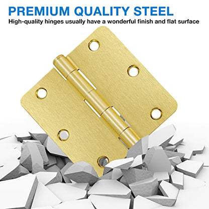 Door Hinges 3.5 inch 1/4" (18 Pack, Satin Brass) - color: Satin Brass
