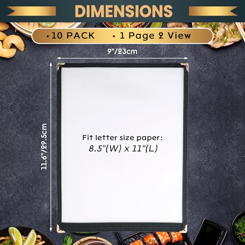 8.5 x 11 Inch Menu Covers, 10 Pack 1 Page 2 View Menu Sleeves - size: 1 page