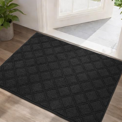 BEQHAUSE Dirt Trapper Door Mat 24" x 36" Non-Slip Washable, Black - color: Black, size: 24" X 36" (Rectangular)