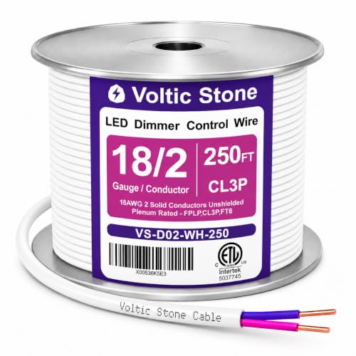 18/2 0-10V Dimming Dimmer LED Control Wire, True 18 AWG, ETL Listed CL3P - size: 250 FT