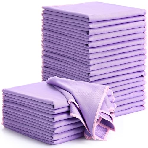 Maxcheck 24 Pack Microfiber Glass Cleaning Cloths, 16" x 16", Purple - color: Purple