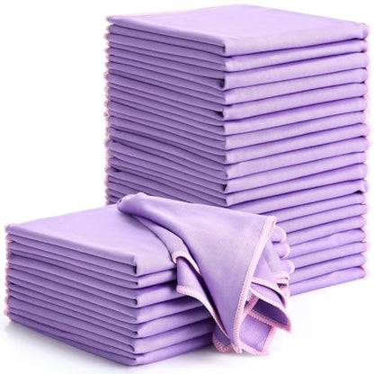 Maxcheck 24 Pack Microfiber Glass Cleaning Cloths, 16" x 16", Purple - color: Purple