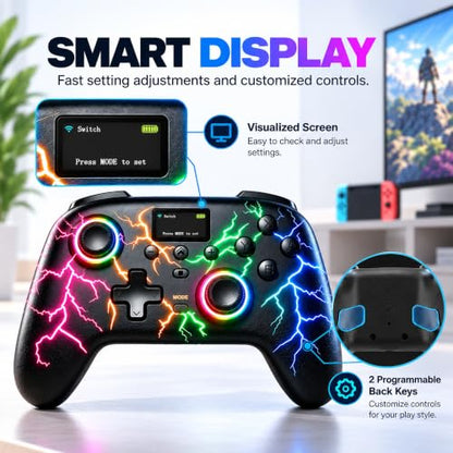 Exilapsire Wireless Controller for PC/Switch/Switch 2/iOS/Android, Black - color: Black