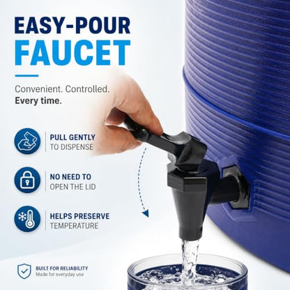 Insulated Beverage Dispenser 3 Gal/6.6Gal, Stainless Steel Commercial Drink Dispenser with Spigot, 24H Hot/Cold Thermal Carafe for Coffee, Tea, Water, Parties (Blue, 6.6Gal/25L) - color: Blue, size: 6.6Gal/25L