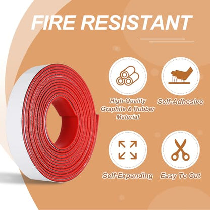 Smoke Fire Seal Strip 9.8Ft 20mm/0.79" Wx 2mm/0.08" T Red - color: Red, size: 9.8FT x 20mm / 0.79" W x 2mm / 0.08" T