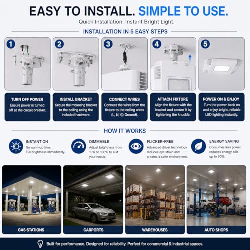 150W LED Canopy Light, 24,000LM, 5700K Daylight, Waterproof