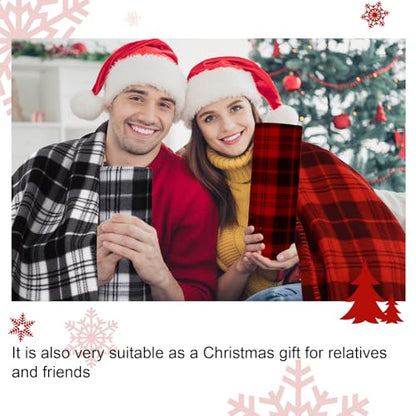 Preboun 24 Pack Bulk Christmas Fleece Throw Blankets, Striped Plaid - style: Striped Plai