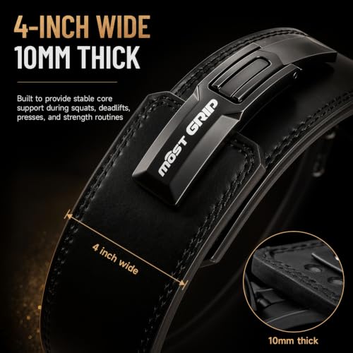 10mm Quick Lock Lever Belt Weightlifting for Men Women - color: Black, size: S(24- 30inches)