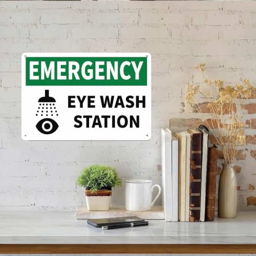 Emergency Eye Wash Station Metal Sign Wall Marker 12x8in