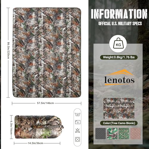 Lenotos Woobie Blanket, Thermal Insulated Military Poncho Liner, Water-Resistant, Portable, Insulation, for Hiking, Survival with Compression Carry Bag (Tree Camo Bionic) - color: Tree Camo Bionic
