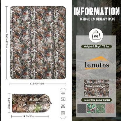 Lenotos Woobie Blanket, Thermal Insulated Military Poncho Liner, Water-Resistant, Portable, Insulation, for Hiking, Survival with Compression Carry Bag (Tree Camo Bionic) - color: Tree Camo Bionic