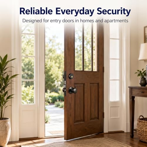 Tandefio 1 Set Double Cylinder Mortise Lock, Right Hand, Black - color: Black, style: Right Hand