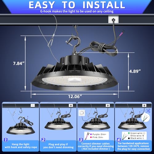 240W UFO LED High Bay Light 36000LM 5000K AC100-277V - color: 5000K, size: 240W-1Pack
