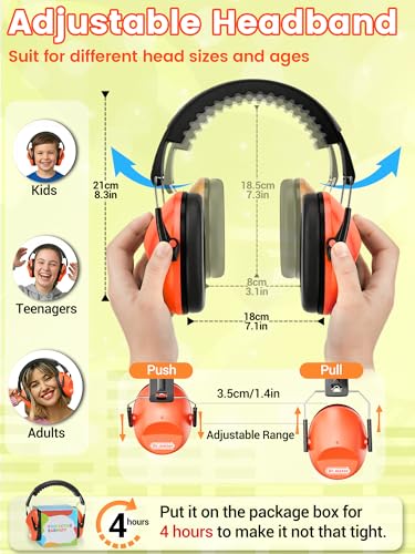 Dr.meter Kids Ear Protection Ear Muffs for Noise Reduction Monster Jam - color: Orange