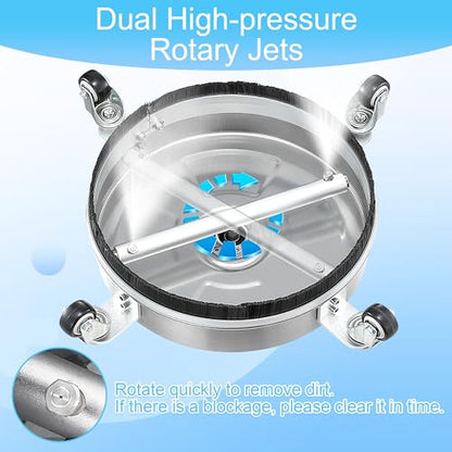 Tool Daily 14” Pressure Washer Surface Cleaner with 4 Wheels, 4000 PSI - size: 14 inch