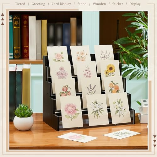 Yuntau 4 Tier Greeting Card Display Stand, Black - color: Black, size: 4 Tier