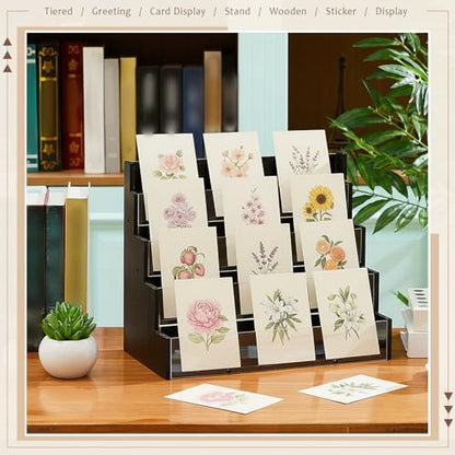 Yuntau 4 Tier Greeting Card Display Stand, Black - color: Black, size: 4 Tier