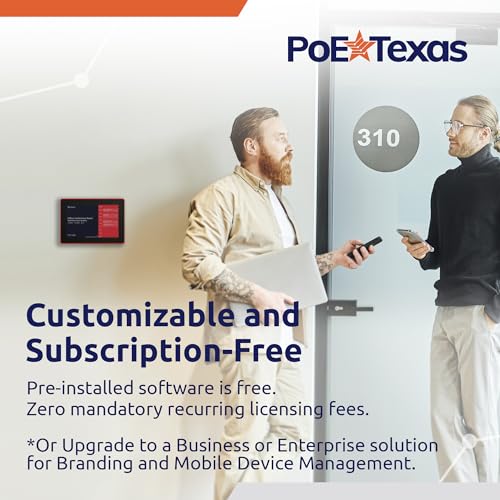 PoE Texas 8" Conference Room Scheduler with Color Changing LED Status - PoE Powered Touch Screen Tablet for Meeting Room Booking - Syncs with All Popular Business Calendars - No Subscription Required - size: 8" Touchscreen w/ Led