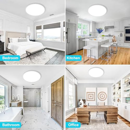 libtit 20 Inch LED Ceiling Light, 4200LM 35W Large & Bright Flush Mount Lighting Fixture, 3000K/4500K/6000K White Round Flat LED Ceiling Lamp for Bedroom Kitchen Livingroom Office - color: White, size: 20In-1 Pack