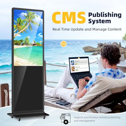 4K LCD Touchscreen Digital Signage Display, Indoor Floor Standing Advertising Kiosk, Commercial Digital Signage Player, HDMI WiFi Bluetooth Input Auto AD Player (43 NonTOUCH) - size: 43 NonTOUCH