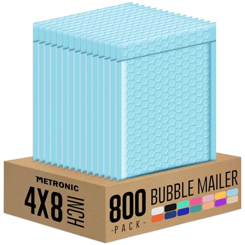 Metronic Bubble Mailers 4x8 Inch 800 Pack Light Blue Bubble Envelopes - color: Light Blue, size: 4x8" 800PC