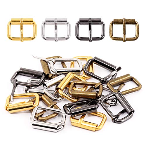 Swpeet S1175 60Pcs Heavy Duty 1 Inch / 25mm Bronze Multi-Purpose Metal Roller Buckles Metal Rings for Belts Hardware Bags Ring Hand DIY Accessories Keychains Belts and Dog Leash - style: Metal Roller Buckles