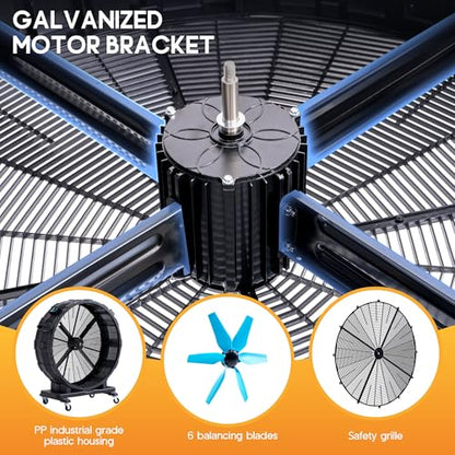 Albott 48 Inch Industrial Drum Fan with Wheels, 17,660 CFM High Velocity - size: 48 Inch