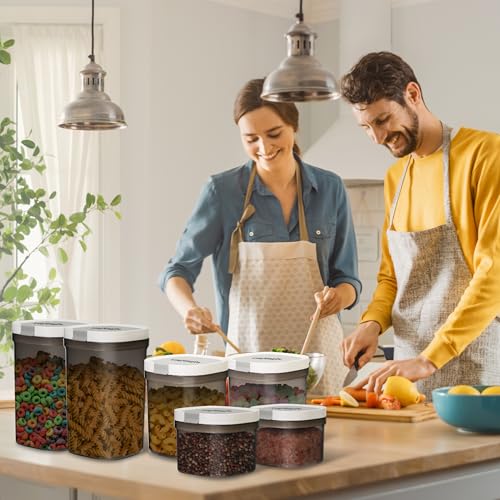 LANGMINGDE 4PCS Coffee Storage Containers, BPA Free Plastic Kitchen Canisters Set for Ground Coffee, Spices, Herbs, Candy, Snacks, FA-G310074 - color: (Transparent Gray)2x1300ml+2x800ml≈ 2x32oz+2x20oz