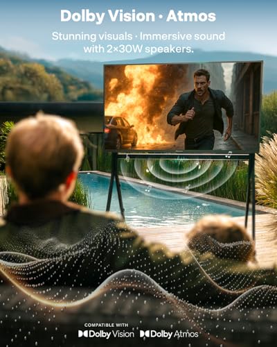 SYLVOX 55 inch Outdoor Mini-LED QLED TV, 4K Ultra HD Smart Google TVs, 2000 Nits Full Sun, Anti-Glare Screen, 120Hz Refresh Rate, IP55 Waterproof, Dual 30W Dolby Atmos Speaks (Cinema/2025) - size: 55-inch, style: Cinema