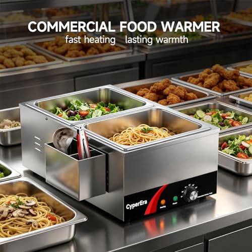 2Pan Commercial Food Warmer, 19QT Buffet Servers and Warmers 1200W