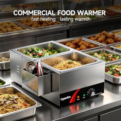 2Pan Commercial Food Warmer, 19QT Buffet Servers and Warmers 1200W
