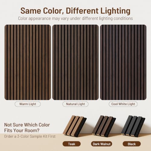Amsleekey 2-Pack 47.2″x23.6″ Acoustic Wood Wall Panels,4 Hooks, Dark Walnut - color: Dark Walnut, size: 47.2 x 23.6 in - 2 pcs