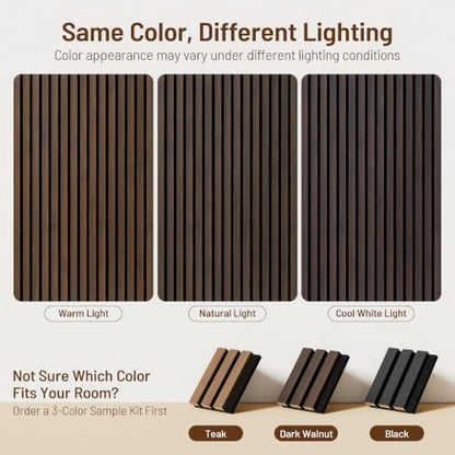 Amsleekey 2-Pack 94.5″x12.6″ Acoustic Wood Wall Panels,4 Hooks, Dark Walnut - color: Dark Walnut, size: 94.5 x 12.6 in - 2 pcs