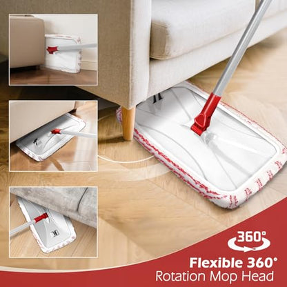 Masthome Extra Large Microfiber Flat Mop,Dust Mop with Cleaning Scraper - color: Red Extra Large