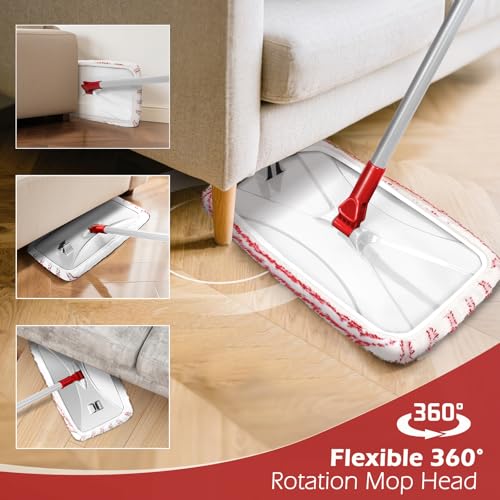 Masthome Extra Large Microfiber Flat Mop,Dust Mop with Cleaning Scraper - color: Red Extra Large