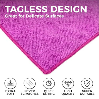 The Rag Company - All-Purpose Microfiber Terry Cleaning Towels - Commercial Grade, Highly Absorbent, Lint-Free, Streak-Free, Kitchens, Bathrooms, Offices, 300gsm, 12in x 12in, Lavender (12-Pack) - color: Lavender, size: 12in x 12in