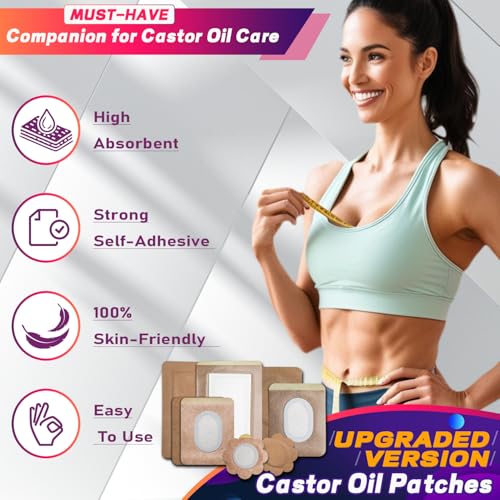 Castor Oil Pack Wrap Patch - Organic Cotton Castor Oil Belly Button Pad, Disposable Self-Adhesive Abdominal Pads, Portable Anti Leakage High Absorbent Patch for Multi-Area Use 30 Pcs - size: 1 Count (Pack of 30)