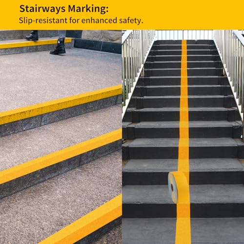 Reflective Pavement Marking Tape Slip-Resistant and Durable, Heavy-Duty Rubber Base for Outdoor Applications, Perfect for Driveways, Walkways, and Parking Areas (Yellow, 4 Inch X 18 Feet) - size: 4 Inch x 18 Feet